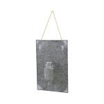Plaque murale soliflore vase mural zinc verre gris 36. 5x24. 5cm