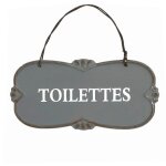 Plaque de porte décorative vintage de toilettes en métal gris 12x6cm Plaque de porte décorative vintage de toilettes en métal gris 12x6cm