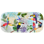 Plat à cake rectangulaire en mélamine 37, 5 cm imprimé de toucans Plat à cake rectangulaire en mélamine 37, 5 cm imprimé de toucans