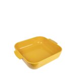 Plat à four carré en céramique jaune safran 36x36cm Plat à four carré en céramique jaune safran 36x36cm