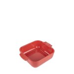 Plat four cramique individuel carr rouge 18x18cm