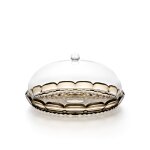 Plat  gteau avec cloche en acrylique biologique gris