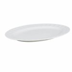Plat ovale en porcelaine perlée blanche Plat ovale en porcelaine perlée blanche
