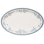 Plat de présentation en céramique blanche motif floral bleu Plat de présentation en céramique blanche motif floral bleu