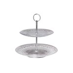 Plat de prsentation fruits ou gteaux  2 tages en verre 20x25x25cm