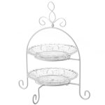 Plat de prsentation fruits ou gateaux  2 tages en verre