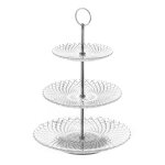 Plat de prsentation fruits ou gteaux  3 tages en verre harlequin