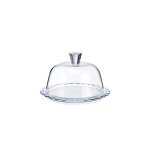 Plat prsentoir en verre transparent avec cloche d26, 4cm