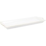 Plat de service en porcelaine liseré doré 34 x 14 cm Plat de service en porcelaine liseré doré 34 x 14 cm