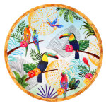 Plat de service rond en mélamine imprimé de toucans Plat de service rond en mélamine imprimé de toucans