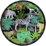 Plat de service rond en mlamine avec des motifs jungle 35, 5 cm