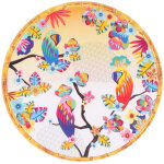 Plat de service rond mlamine perroquet sur dgrad orange 35, 5 cm