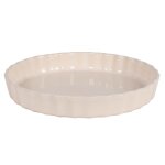 Plat à tarte en grès beige d28 Plat à tarte en grès beige d28