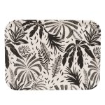 Plateau en bambou noir et blanc motif végétal Plateau en bambou noir et blanc motif végétal