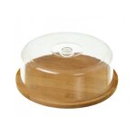 Plateau fromage bambou rond et cloche acrylique Plateau fromage bambou rond et cloche acrylique