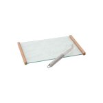 Plateau  fromages en verre et bambou avec couteau