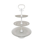 Plateau à gâteaux 3 étages en métal et verre blanc Ø. 32 x 52 cm Plateau à gâteaux 3 étages en métal et verre blanc Ø. 32 x 52 cm