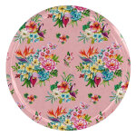 Plateau imprim fleuri rose 46cm