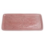 Plateau long en c�ramique rose