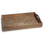Plateau en manguier motifs sculpts dors