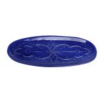 Plateau oval en cramique bleu