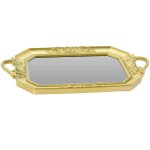 Plateau en plastique dor et verre 39. 5x24. 5x3. 5cm