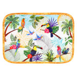 Plateau de présentation rectangulaire en mélamine imprimé de toucans Plateau de présentation rectangulaire en mélamine imprimé de toucans