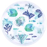Plateau rond mlamine avec poignes en imprim marin 36 cm