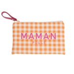 Pochette maman poule 12x20 cm orange en tissu