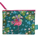 Pochette plate flamants roses en coton dcore allen
