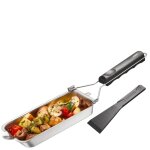 Poêle à griller en acier inoxydable pour barbecue 38x8 cm Poêle à griller en acier inoxydable pour barbecue 38x8 cm