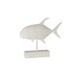 Poisson sur pied rsine blanc h43, 5cm