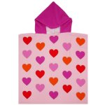 Poncho enfant microfibre rose poncho c?urs 60x60