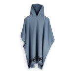 Poncho ponge coton bleu orage & noir 100x88