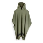 Poncho ponge coton vert kaki & noir 100x88