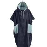 Poncho de plage adulte en coton velours bleu nuit l / xl