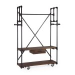 Portant en bois marron et fer noir