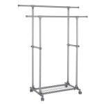 Portant double barre porte - vtements grise 87 x 52 x 166 cm