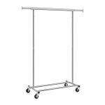 Portant avec tringle extensible 92 - 132 cm sur roulettes - argent