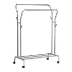 Portant à vêtements double barre mobile en acier argent Portant à vêtements double barre mobile en acier argent