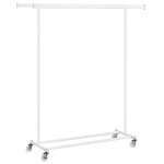 Portant à vêtements avec roulettes acier blanc Portant à vêtements avec roulettes acier blanc