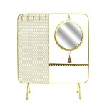 Porte bijoux miroir en mtal dor