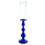 Porte - bougie dcoratif en aluminium bleu h48