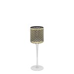 Porte - bougie décoratif à pied en verre doré et transparent h25 Porte - bougie décoratif à pied en verre doré et transparent h25