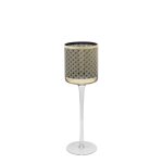 Porte - bougie décoratif à pied en verre doré et transparent h30 Porte - bougie décoratif à pied en verre doré et transparent h30