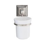 Porte brosse à dents en laiton et socle en céramique blanche - h15 cm Porte brosse à dents en laiton et socle en céramique blanche - h15 cm