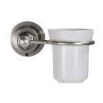 Porte brosse à dents en métal finition argent vieilli - h14 cm Porte brosse à dents en métal finition argent vieilli - h14 cm