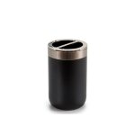 Porte brosse à dents rond en inox et plastique noir Porte brosse à dents rond en inox et plastique noir
