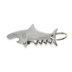 Porte - clés tire - bouchon requin en métal argent Porte - clés tire - bouchon requin en métal argent