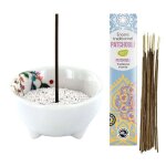 Porte - encens v�g�tal en porcelaine + encens indien au patchouli